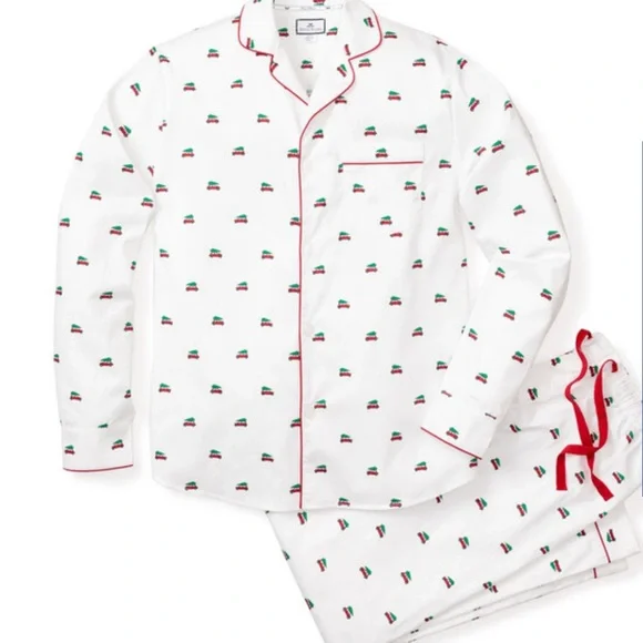 Petite Plume Kids Pajamas size 10 with Red Trim - Picture 1 of 5